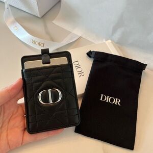 Dior cannage leather phone stick-on with mirror
